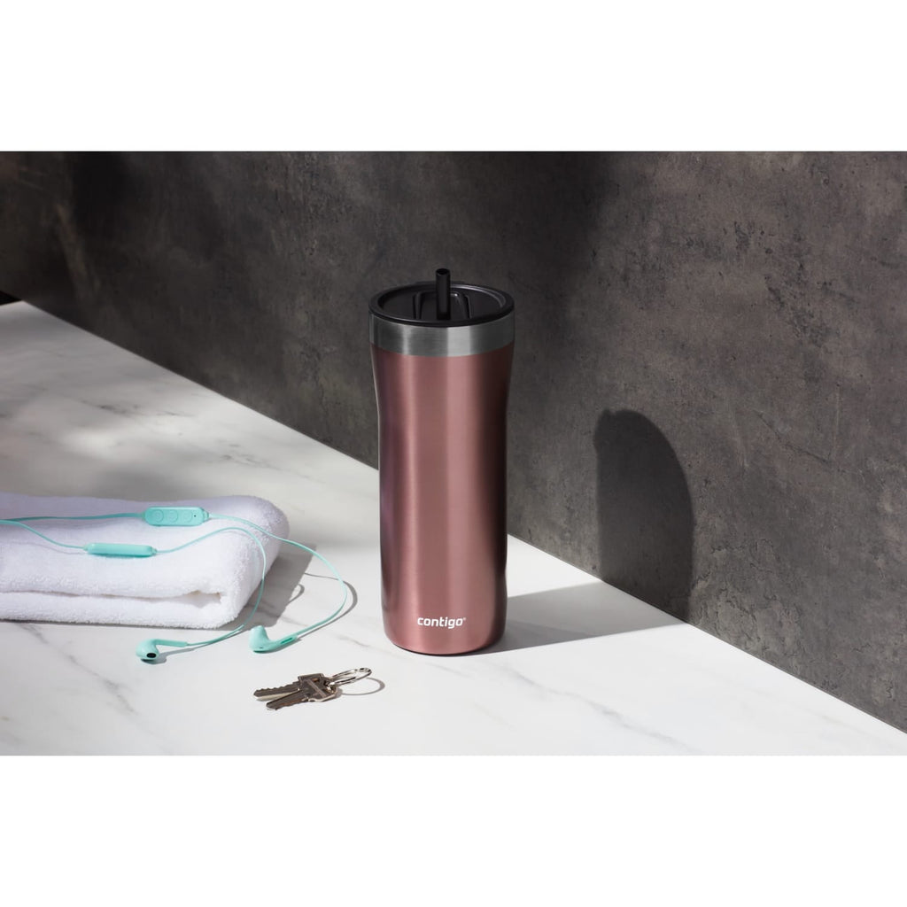 Contigo Streeterville Stainless Steel Tumbler with Plastic Straw and Splash-Proof Lid, Licorice, 32 fl. oz