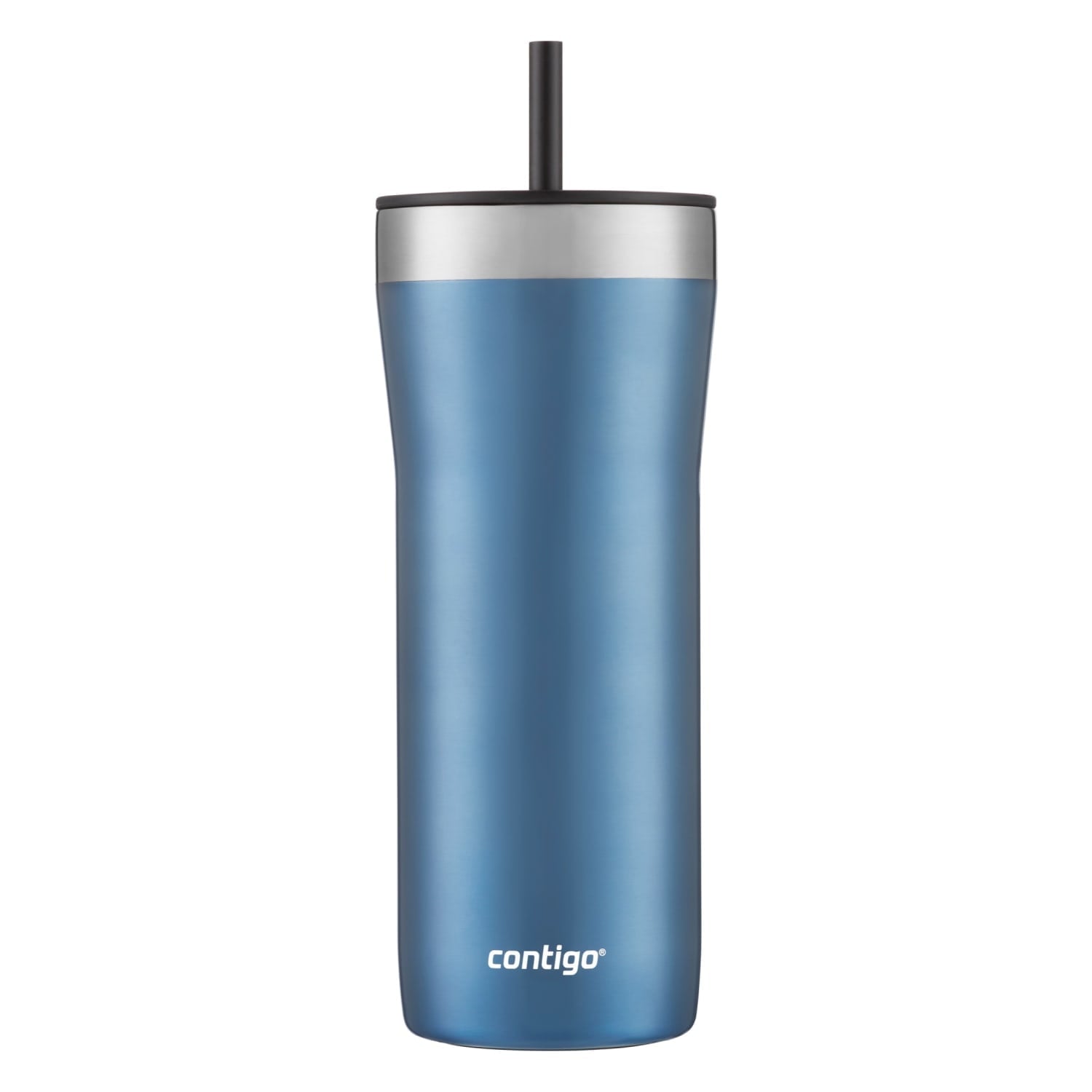 Contigo Streeterville Stainless Steel Tumbler with Plastic Straw and Splash-Proof Lid, Licorice, 32 fl. oz