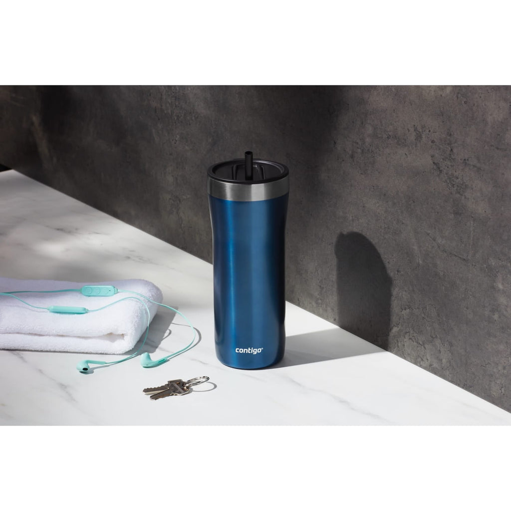 Contigo Streeterville Stainless Steel Tumbler with Plastic Straw and Splash-Proof Lid, Licorice, 32 fl. oz