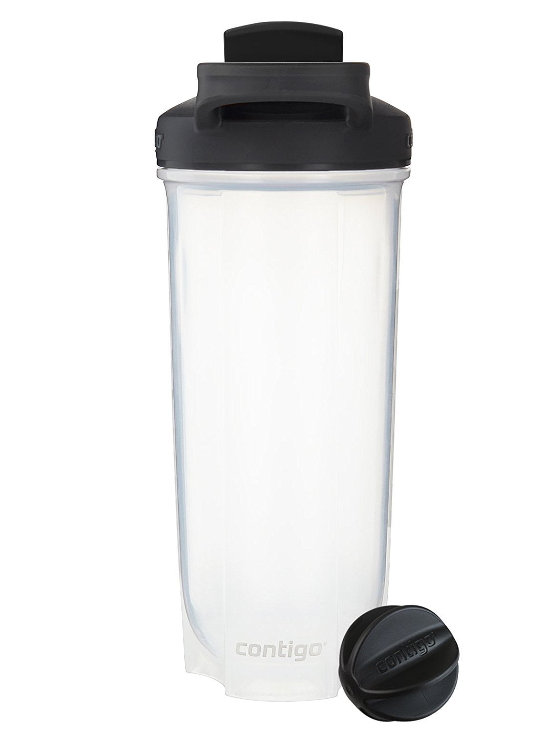 Contigo Shake &amp; Go Fit 28 oz Black and Clear Shaker Bottle with Flip-Top and Wide Mouth Lid