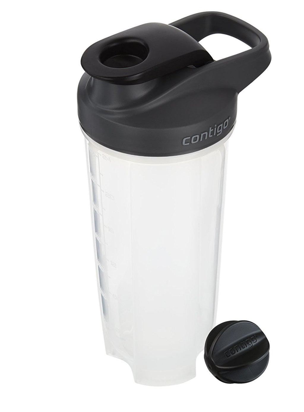 Contigo Shake &amp; Go Fit 28 oz Black and Clear Shaker Bottle with Flip-Top and Wide Mouth Lid