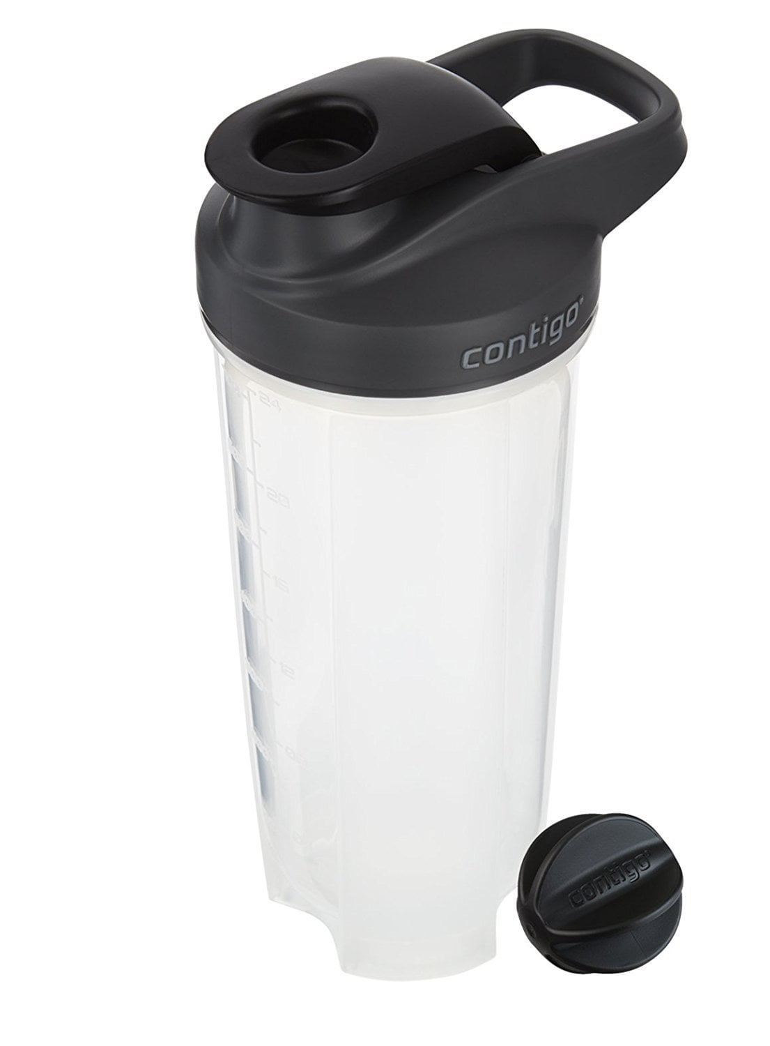 Contigo Shake &amp; Go Fit 28 oz Black and Clear Shaker Bottle with Flip-Top and Wide Mouth Lid