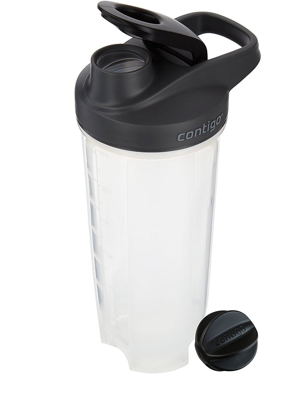 Contigo Shake &amp; Go Fit 28 oz Black and Clear Shaker Bottle with Flip-Top and Wide Mouth Lid
