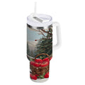 30 oz Insulated Stainless Steel Tumbler Double Wall Stainless Steel Tumbler with 2-Way Drinking Apples and Baskets