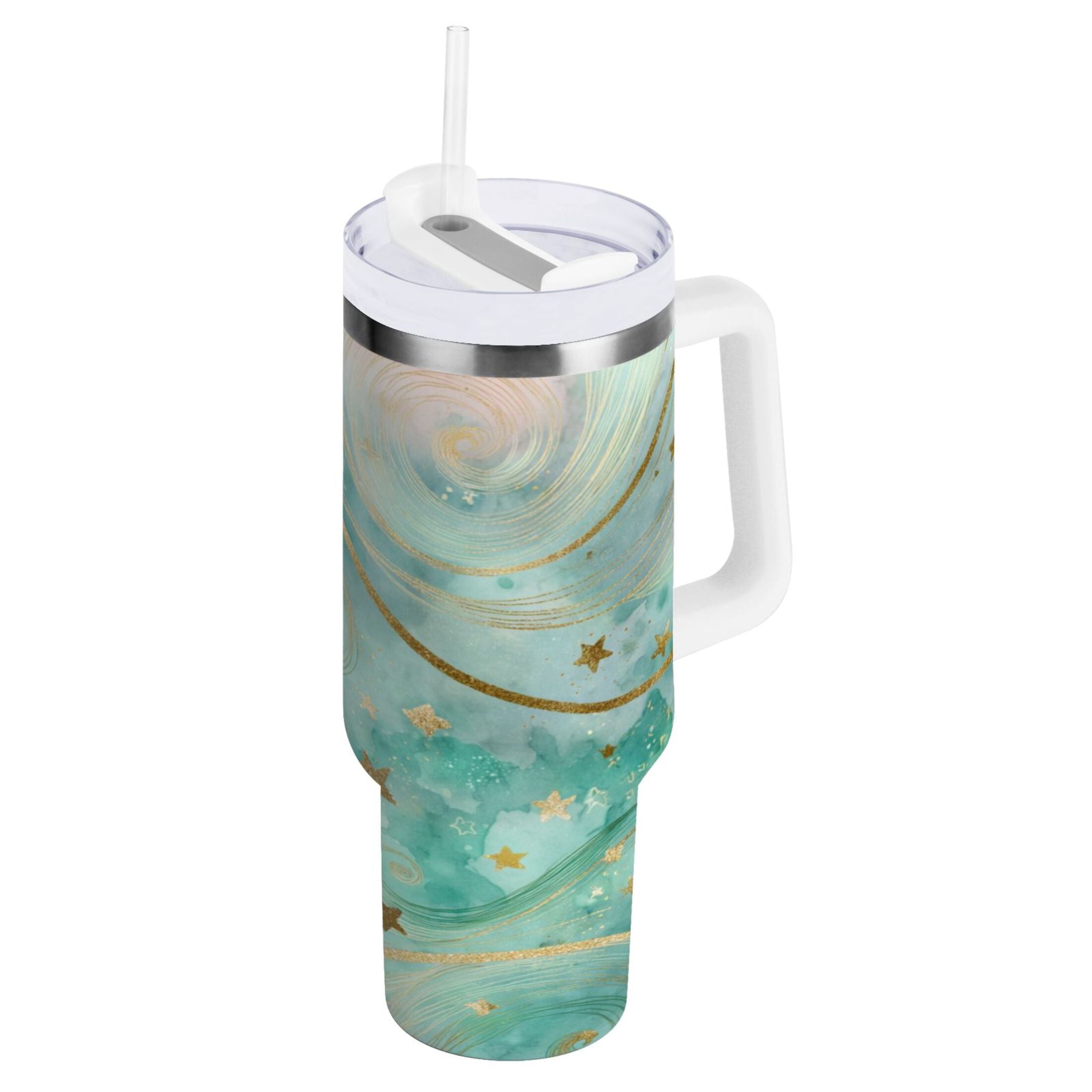 30 oz Insulated Stainless Steel Tumbler Double Wall Stainless Steel Tumbler with 2-Way Drinking Beautiful Swirling Lines