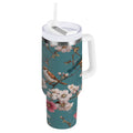 30 oz Insulated Stainless Steel Tumbler Double Wall Stainless Steel Tumbler with 2-Way Drinking Birds and Cherry Pattern