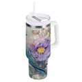 30 oz Insulated Stainless Steel Tumbler Double Wall Stainless Steel Tumbler with 2-Way Drinking Bluebird and Flower