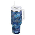 30 oz Insulated Stainless Steel Tumbler Double Wall Stainless Steel Tumbler with 2-Way Drinking Butterflies Books and Flowers