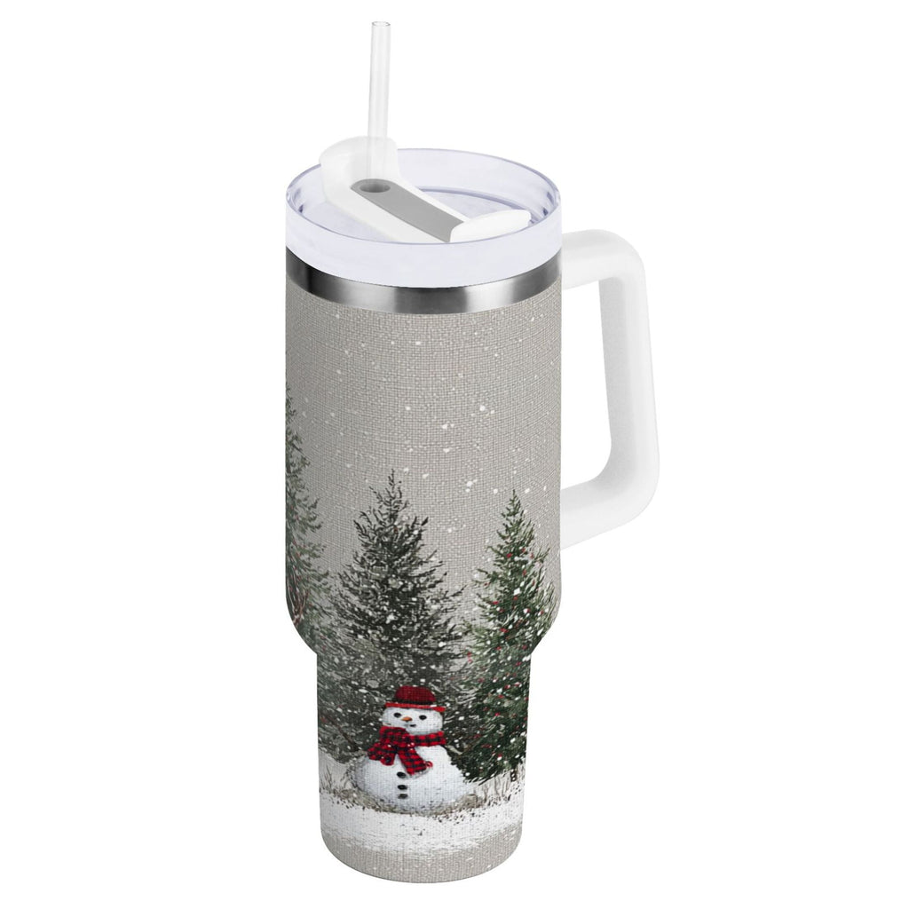 30 oz Insulated Stainless Steel Tumbler Double Wall Stainless Steel Tumbler with 2-Way Drinking Christmas Deer and Snowmen
