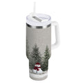 30 oz Insulated Stainless Steel Tumbler Double Wall Stainless Steel Tumbler with 2-Way Drinking Christmas Deer and Snowmen