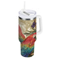 30 oz Insulated Stainless Steel Tumbler Double Wall Stainless Steel Tumbler with 2-Way Drinking Colorful Beautiful Parrots