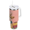 30 oz Insulated Stainless Steel Tumbler Double Wall Stainless Steel Tumbler with 2-Way Drinking Cow Wearing Scarf and Hat