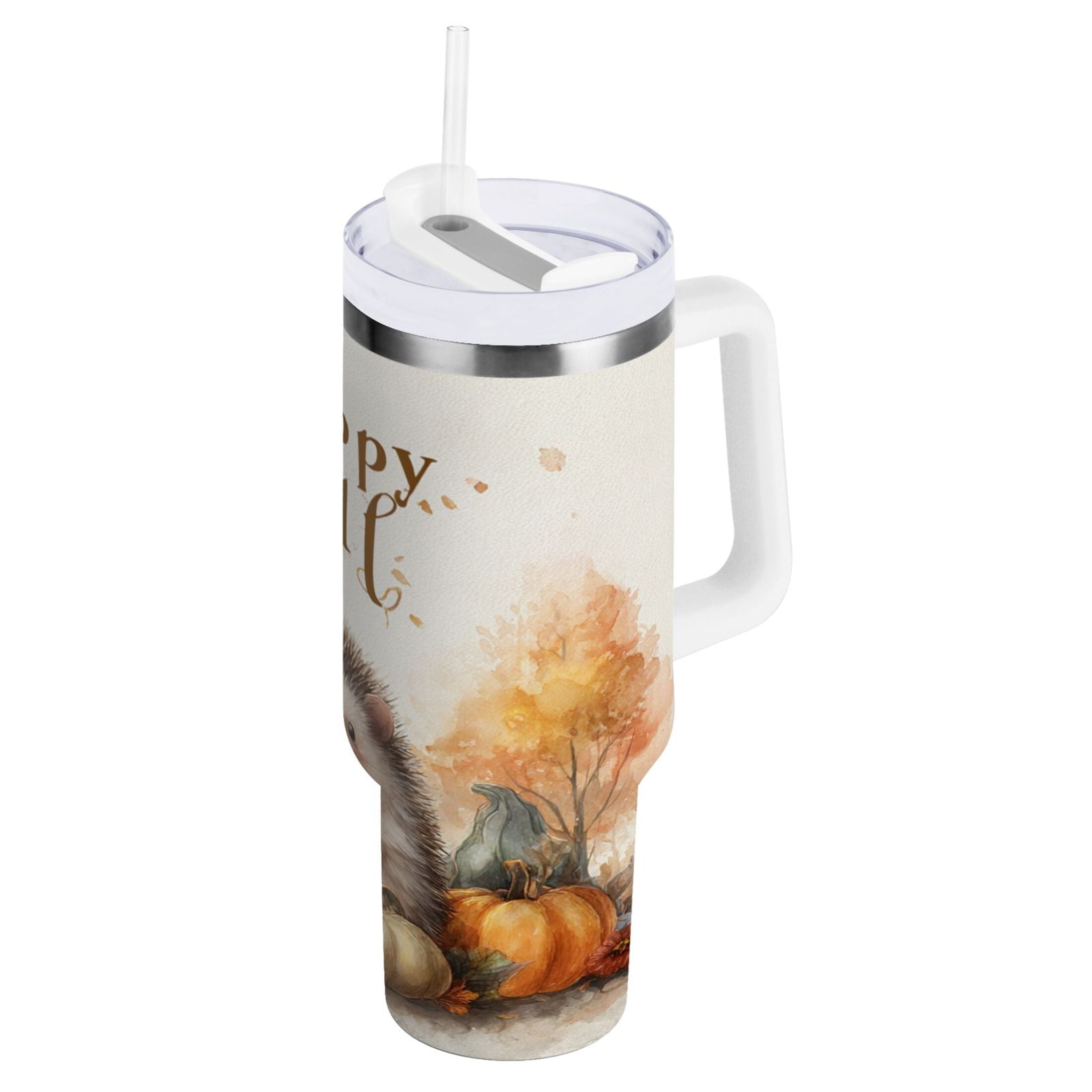 30 oz Insulated Stainless Steel Tumbler Double Wall Stainless Steel Tumbler with 2-Way Drinking Cute Little Hedgehog