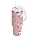 30 oz Insulated Stainless Steel Tumbler Double Wall Stainless Steel Tumbler with 2-Way Drinking Dogs Wearing Bows