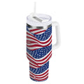 30 oz Insulated Stainless Steel Tumbler Double Wall Stainless Steel Tumbler with 2-Way Drinking Flags Wave Pattern