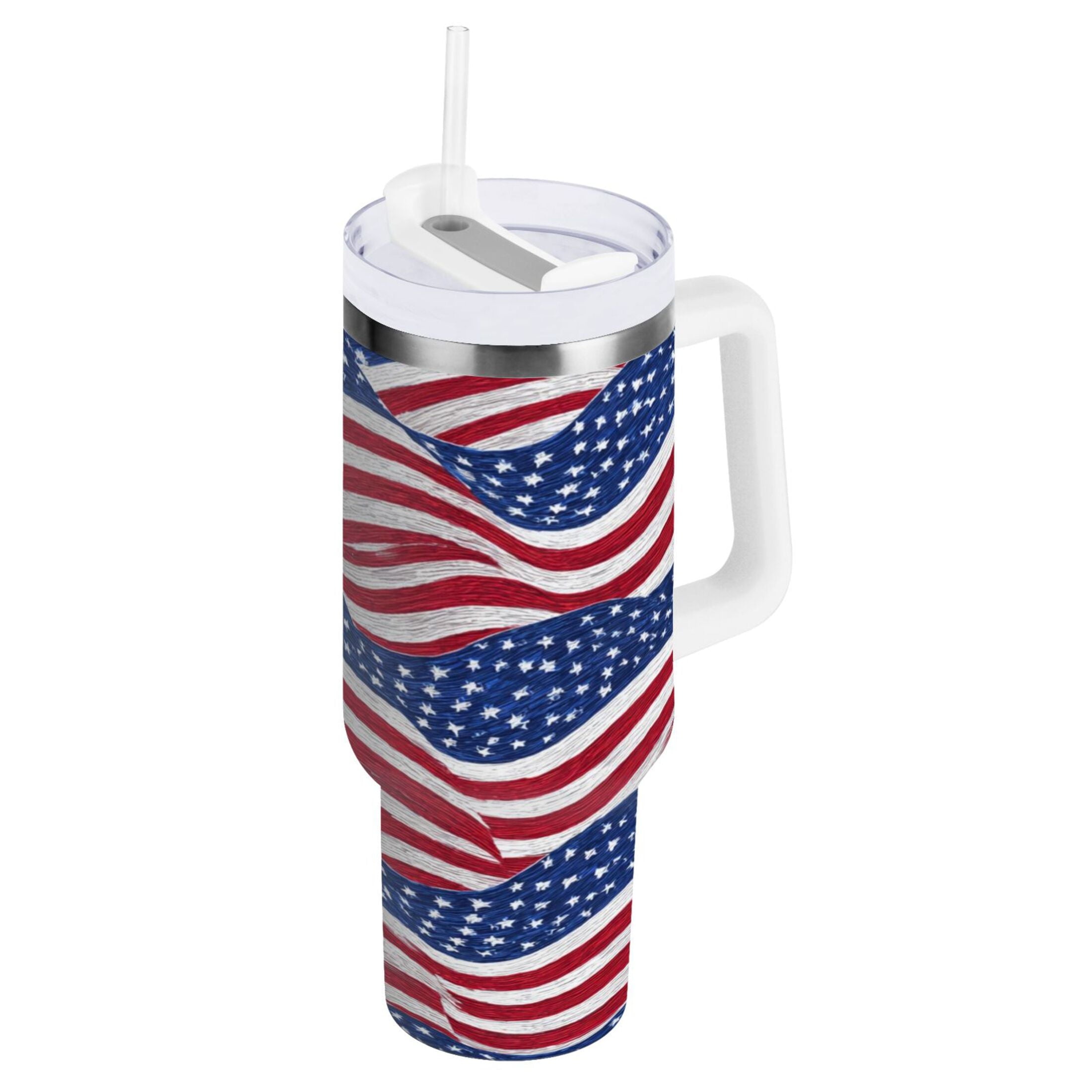 30 oz Insulated Stainless Steel Tumbler Double Wall Stainless Steel Tumbler with 2-Way Drinking Flags Wave Pattern