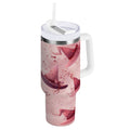 30 oz Insulated Stainless Steel Tumbler Double Wall Stainless Steel Tumbler with 2-Way Drinking Hats with Delicate Bows