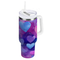 30 oz Insulated Stainless Steel Tumbler Double Wall Stainless Steel Tumbler with 2-Way Drinking Indigo and Violet Hearts