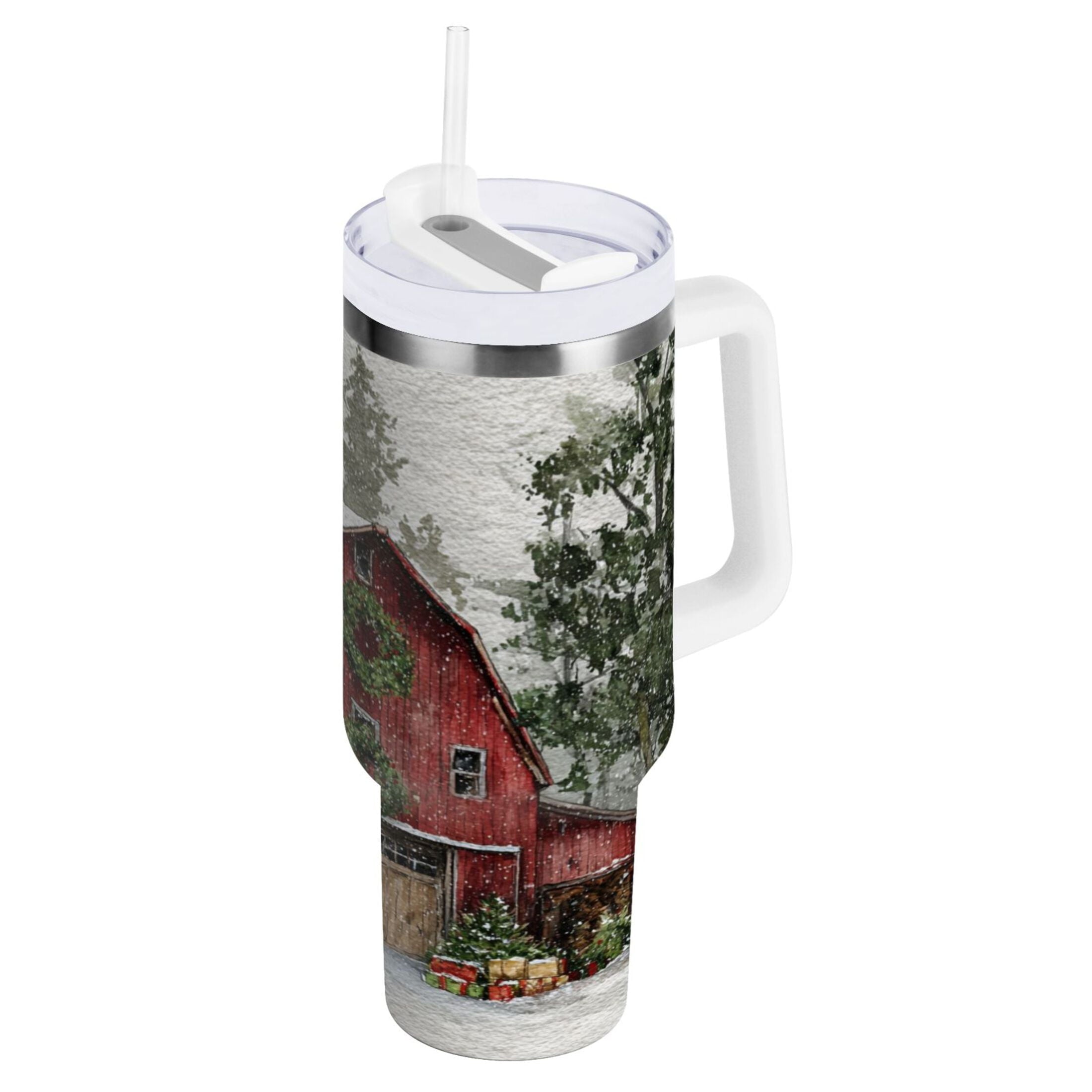 30 oz Insulated Stainless Steel Tumbler Double Wall Stainless Steel Tumbler with 2-Way Drinking Old Red Barn