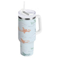 30 oz Insulated Stainless Steel Tumbler Double Wall Stainless Steel Tumbler with 2-Way Drinking Pastel Doodle Airplanes