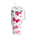 30 oz Insulated Stainless Steel Tumbler Double Wall Stainless Steel Tumbler with 2-Way Drinking Red and Pink Bows