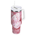 30 oz Insulated Stainless Steel Tumbler Double Wall Stainless Steel Tumbler with 2-Way Drinking Soft Pink Butterfly