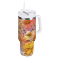 30 oz Insulated Stainless Steel Tumbler Double Wall Stainless Steel Tumbler with 2-Way Drinking Summer Blossoms