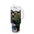30 oz Insulated Stainless Steel Tumbler Double Wall Stainless Steel Tumbler with 2-Way Drinking Two Snowmen Pattern
