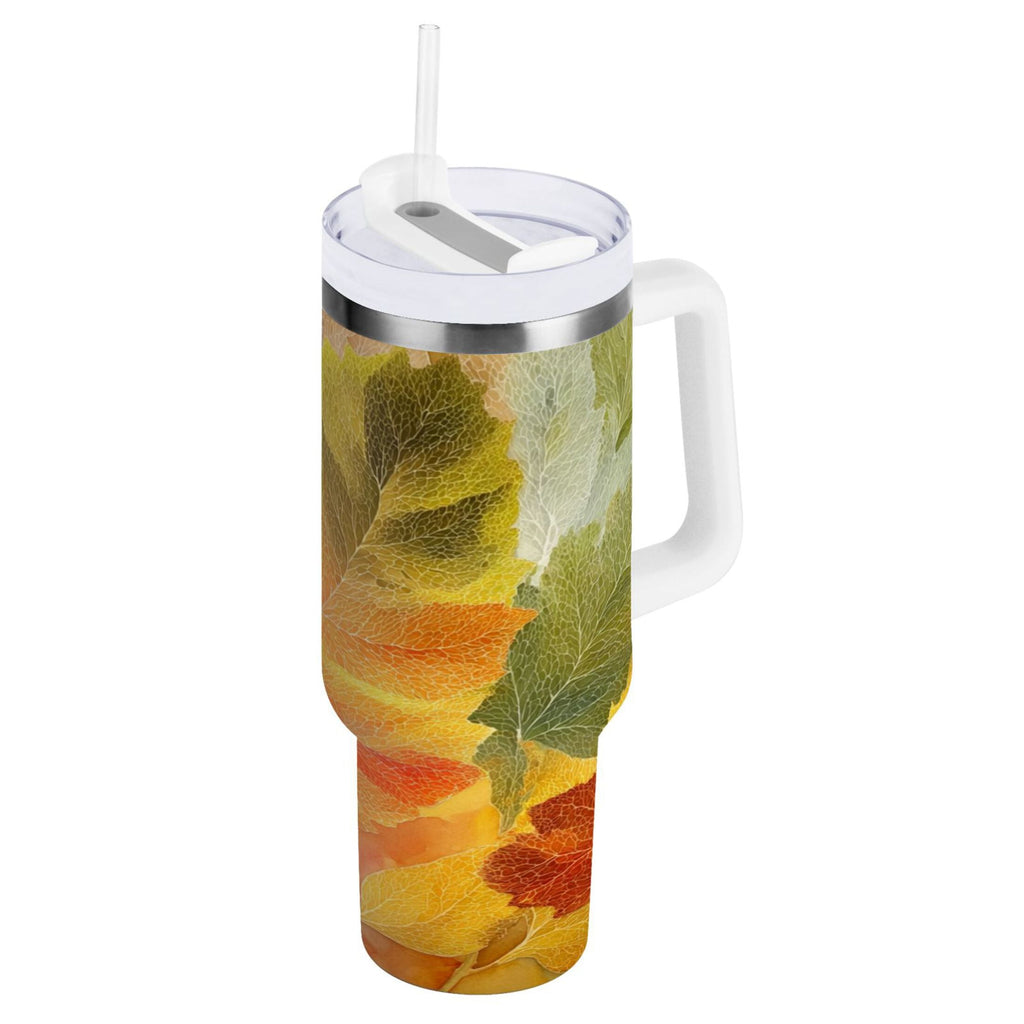 30 oz Insulated Stainless Steel Tumbler Double Wall Stainless Steel Tumbler with 2-Way Drinking Various Shades Autumn Leaves