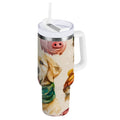 30 oz Insulated Stainless Steel Tumbler Double Wall Stainless Steel Tumbler with 2-Way Drinking Watercolor Animals Pattern