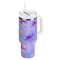 30 oz Insulated Stainless Steel Tumbler Double Wall Stainless Steel Tumbler with 2-Way Drinking Watercolor Bows Pattern