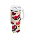 30 oz Insulated Stainless Steel Tumbler Double Wall Stainless Steel Tumbler with 2-Way Drinking Watermelon and Cherries