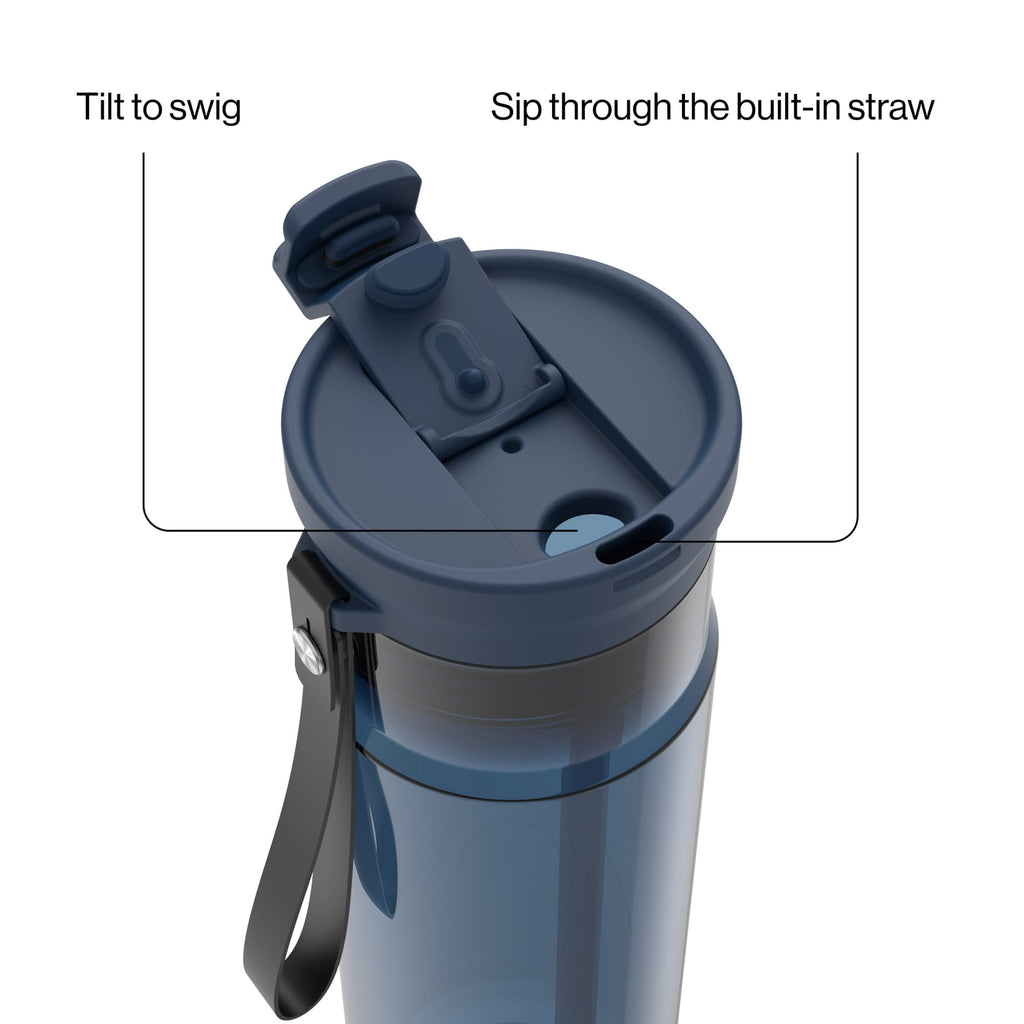 Contigo DualSip Leakproof Plastic Reusable Water Bottle with Carrying Strap, Cream/Clear, 28 oz