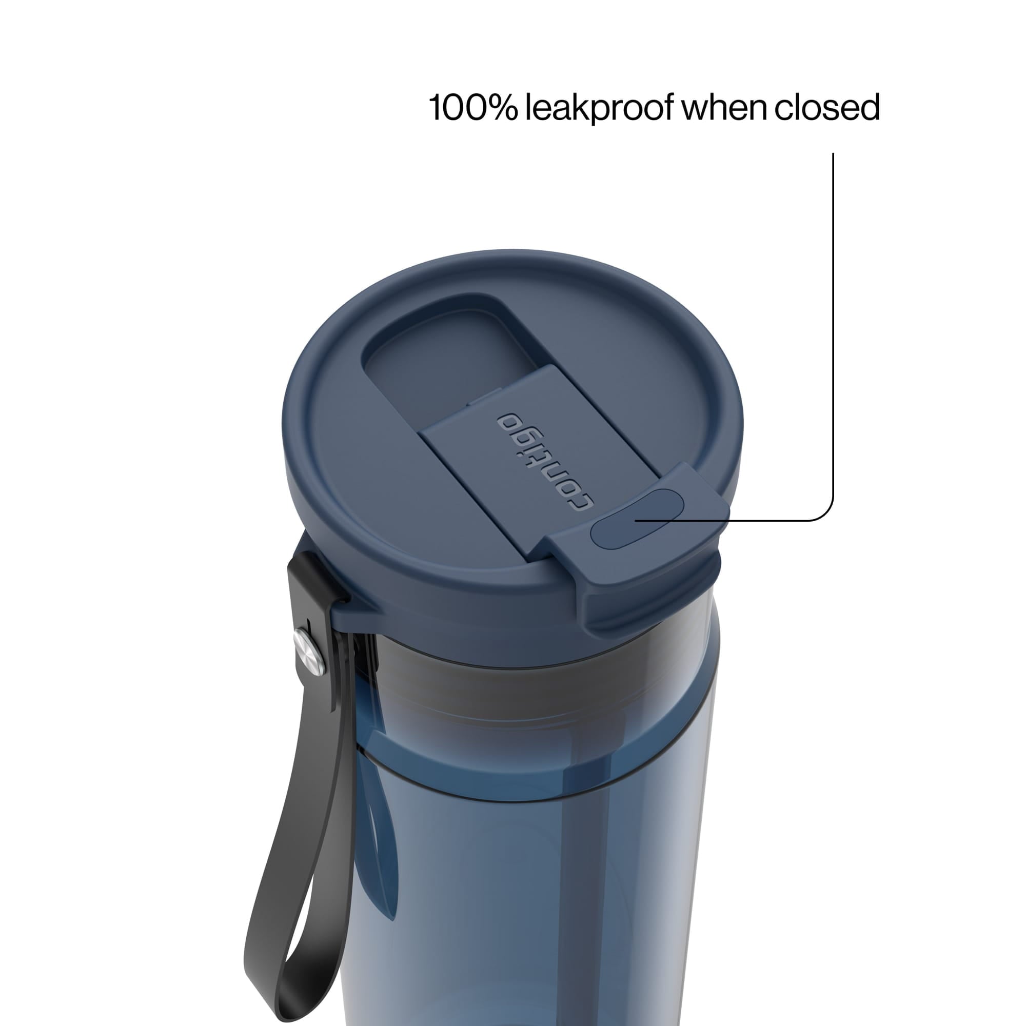 Contigo DualSip Leakproof Plastic Reusable Water Bottle with Carrying Strap, Cream/Clear, 28 oz