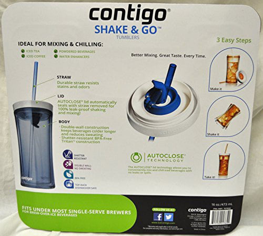 Contigo Shake &amp; Go Plastic Tumblers - Set of 3 (Lavender Orange &amp; Clear)
