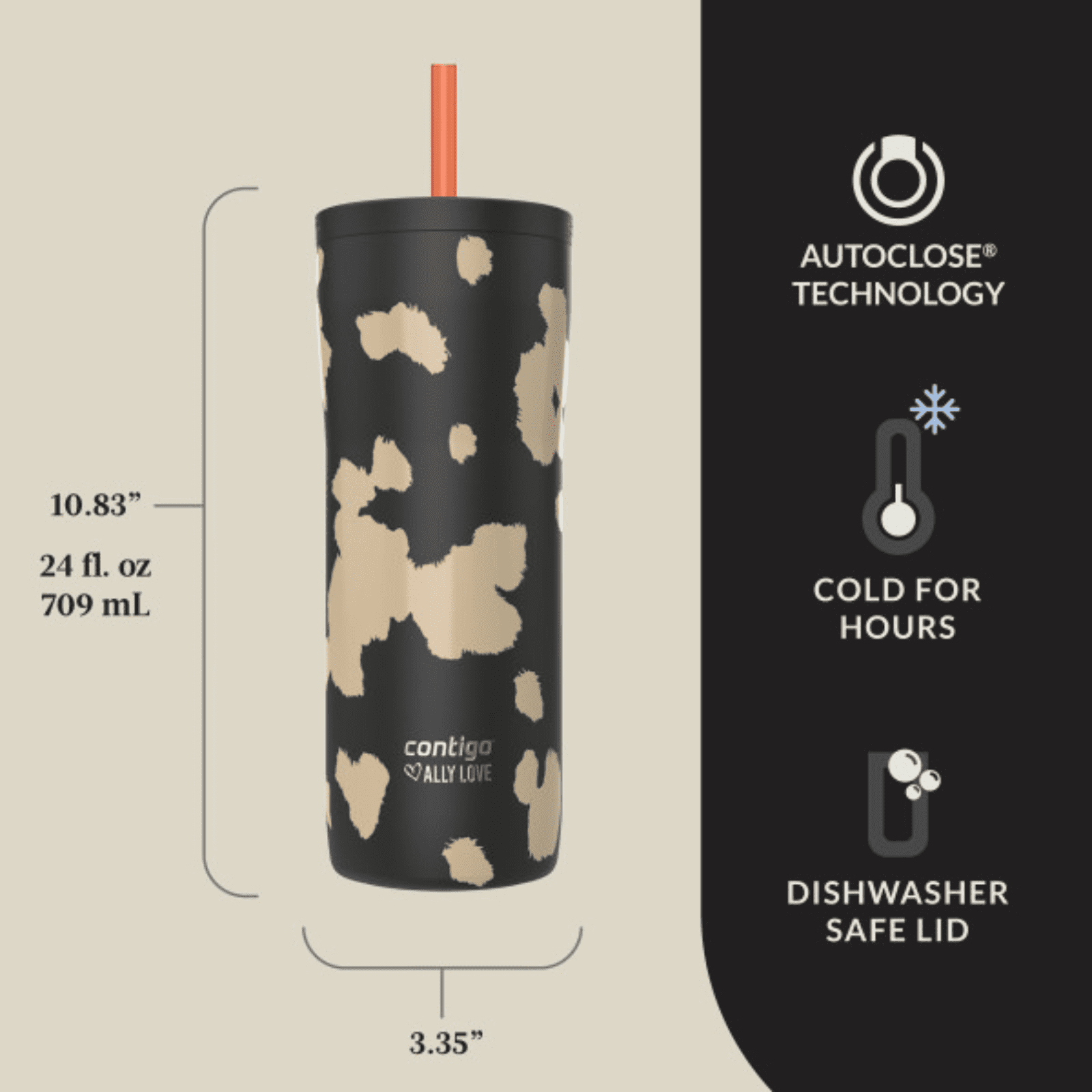 Contigo x Ally Love Streeterville 2.0 Stainless Steel Tumbler with Straw, 24 oz, Stellar Jay