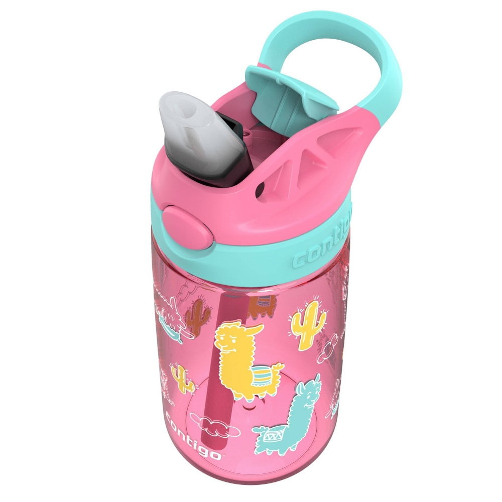 Contigo 14oz Kids' Water Bottle with Redesigned AutoSpout Straw Azalea Jade Vine with Llamas