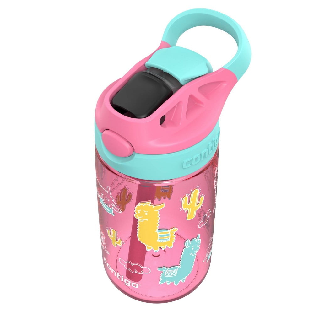 Contigo 14oz Kids' Water Bottle with Redesigned AutoSpout Straw Azalea Jade Vine with Llamas
