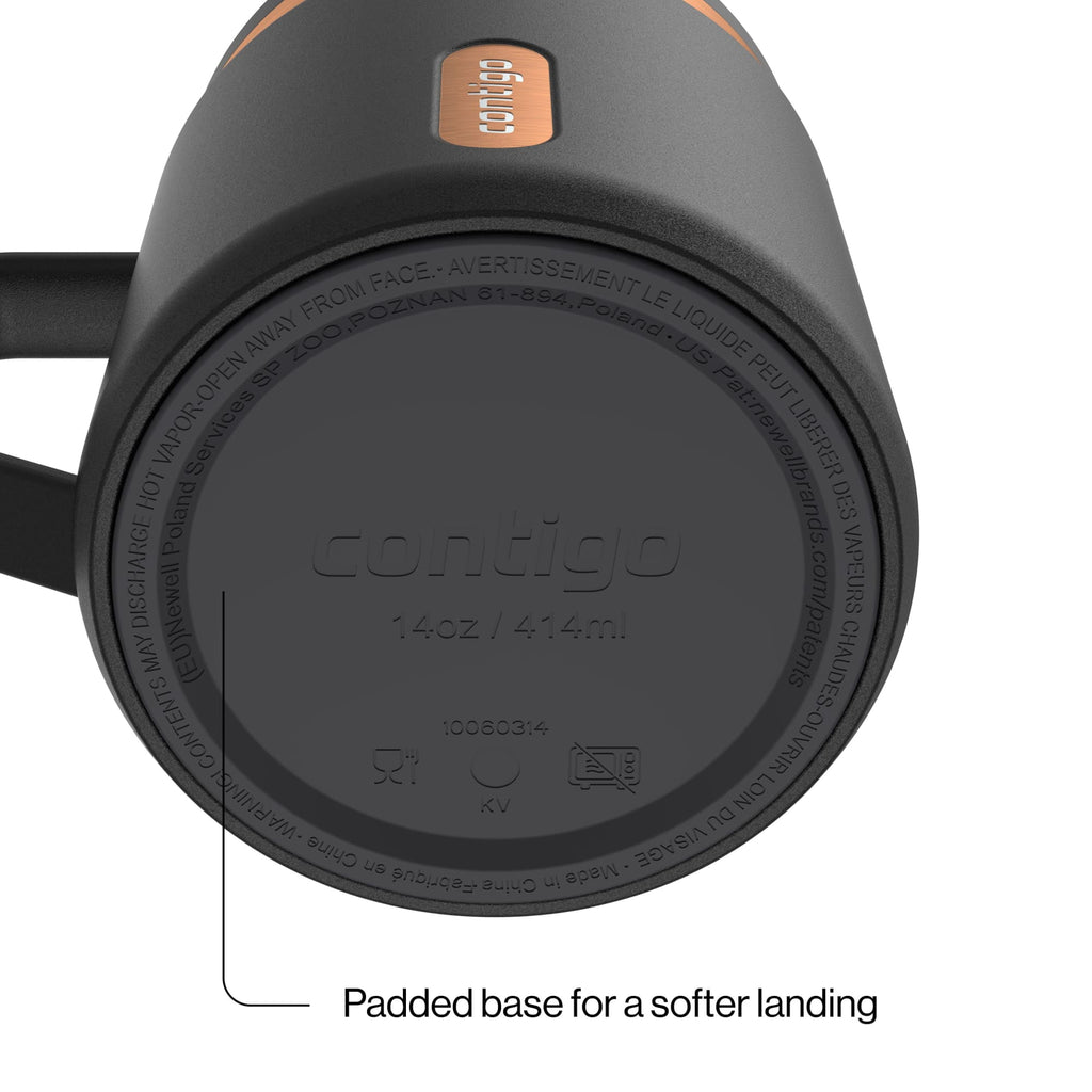 Contigo SnapSeal Leakproof Stainless Steel Reusable Travel Tumbler,Black/Bronze, 14 oz