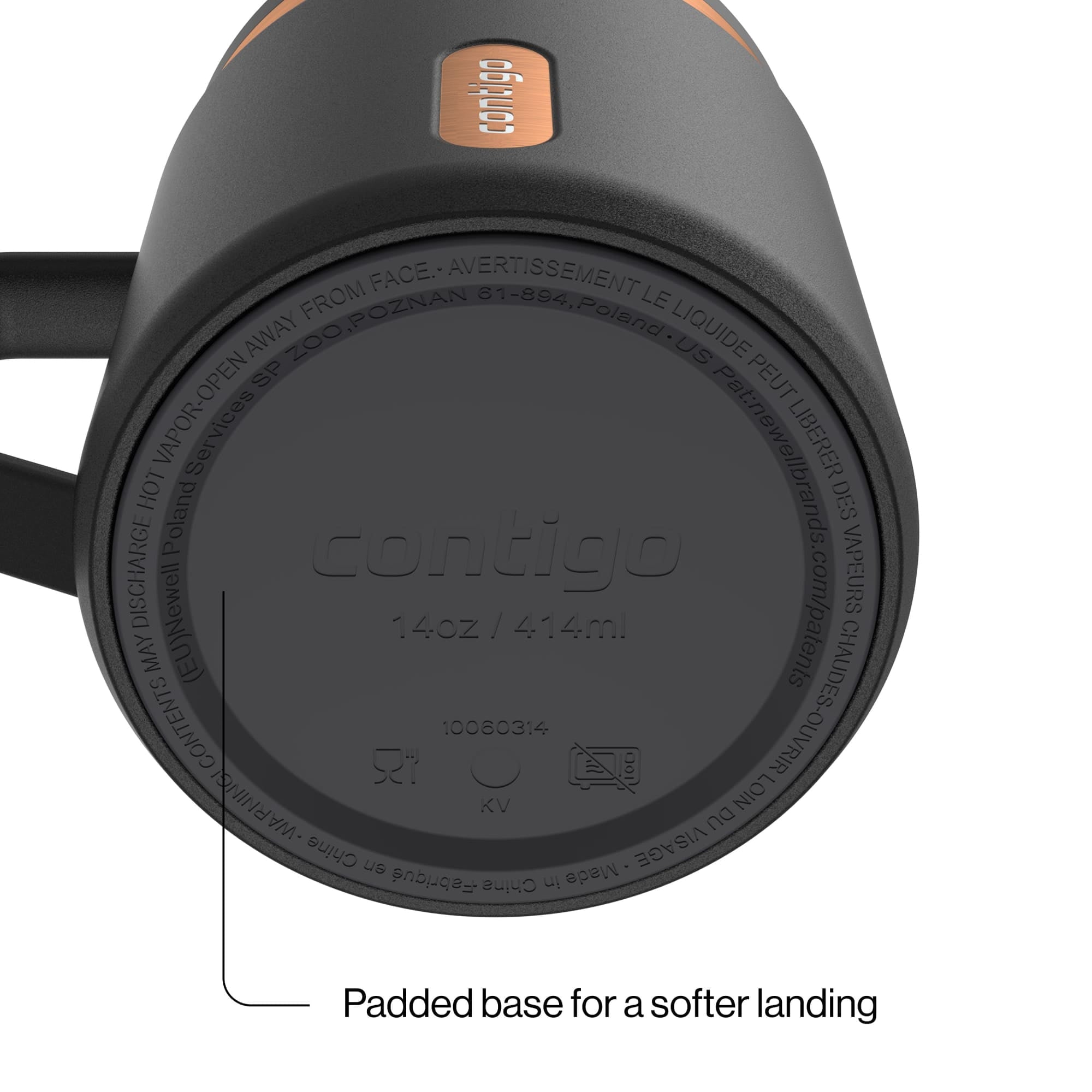Contigo SnapSeal Leakproof Stainless Steel Reusable Travel Tumbler,Black/Bronze, 14 oz
