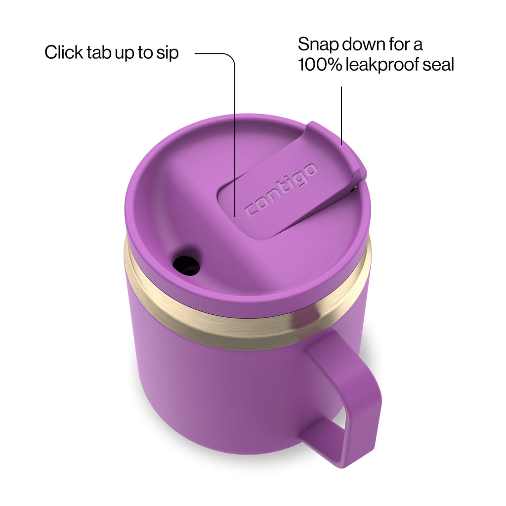 Contigo SnapSeal Leakproof Stainless Steel Reusable Travel Tumbler,Black/Bronze, 14 oz