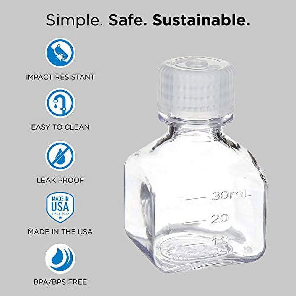 Nalgene Transparent Lexan Polycarbonate Square Storage Bottle - 8 oz. - Clear