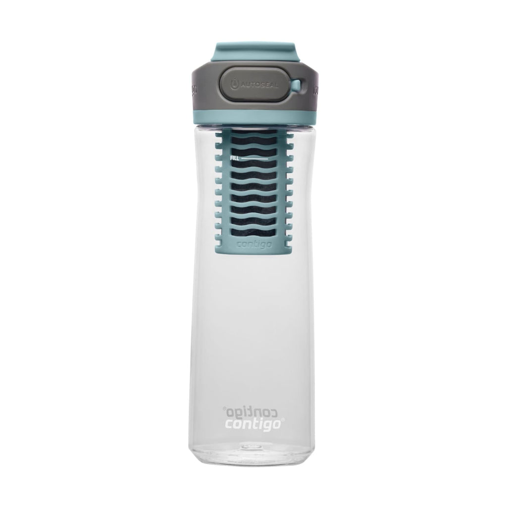 (2 pack) Contigo Clybourn Plastic FreeFlow Filter Water Bottle with AUTOSEAL Lid 24 oz., Salt, with Replacable Filter