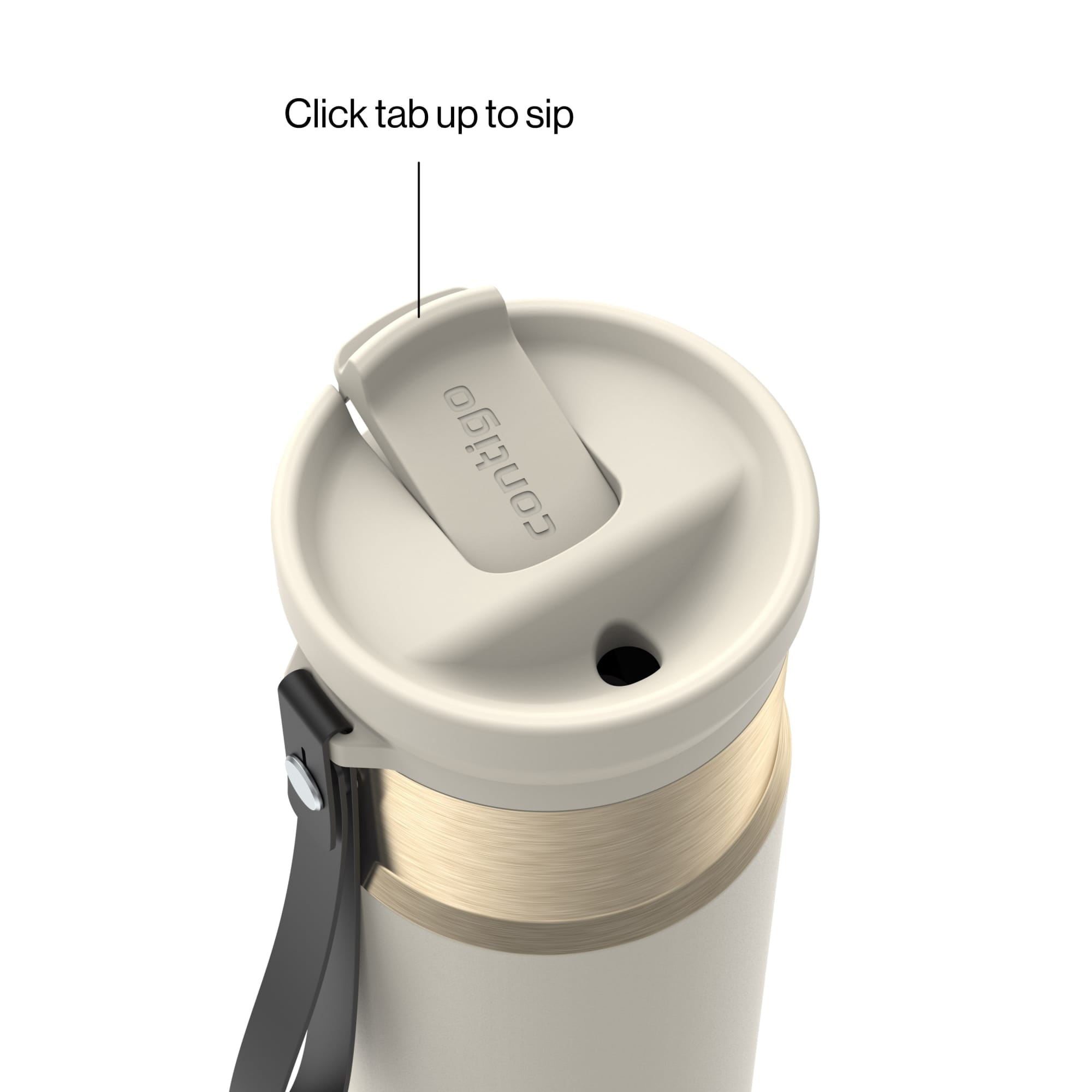 Contigo SnapSeal Leakproof Stainless Steel Reusable Water Bottle with Carrying Strap, Black/Bronze, 16 oz