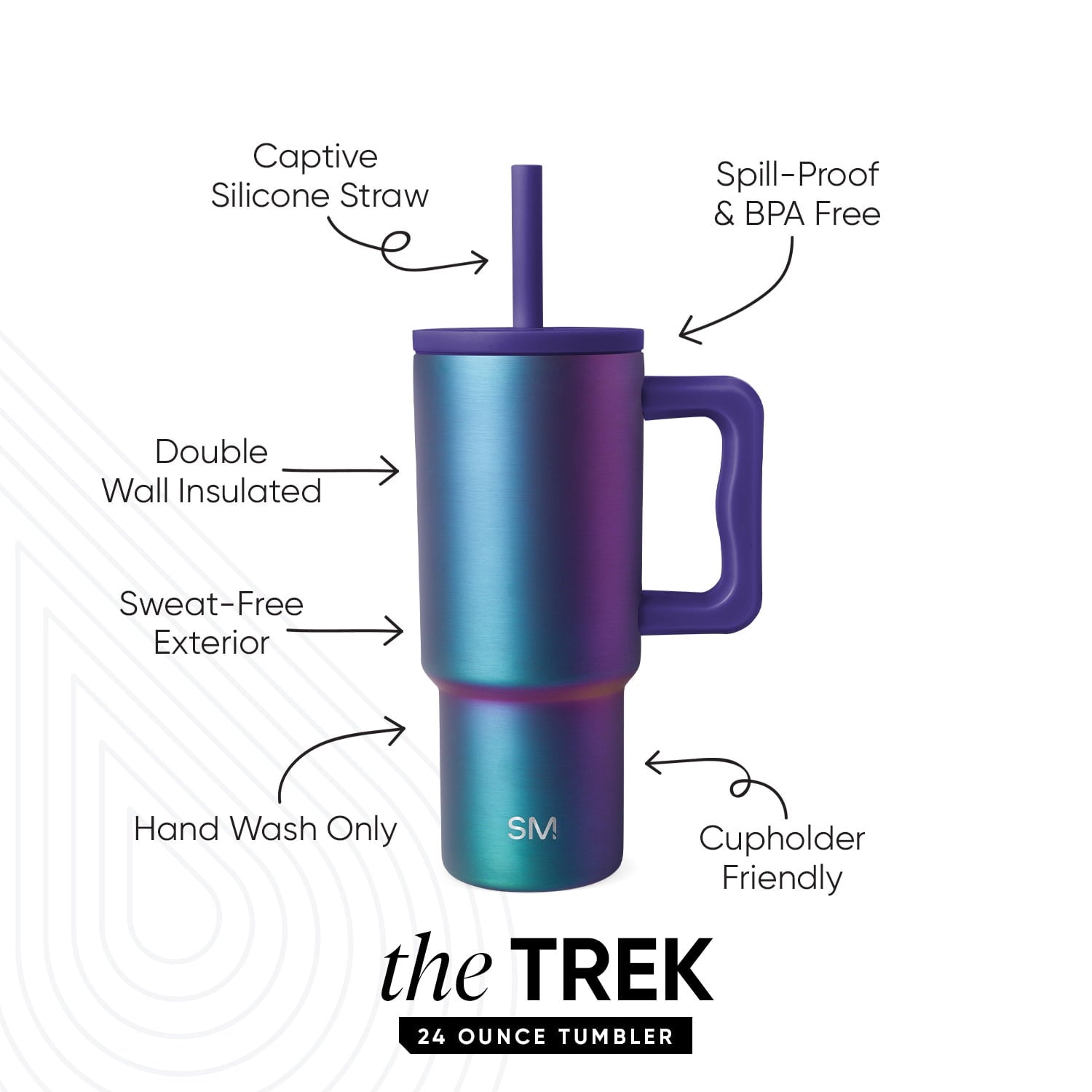 Simple Modern 24oz Trek Tumbler with handle and Silicone Straw Lid | Asteroid