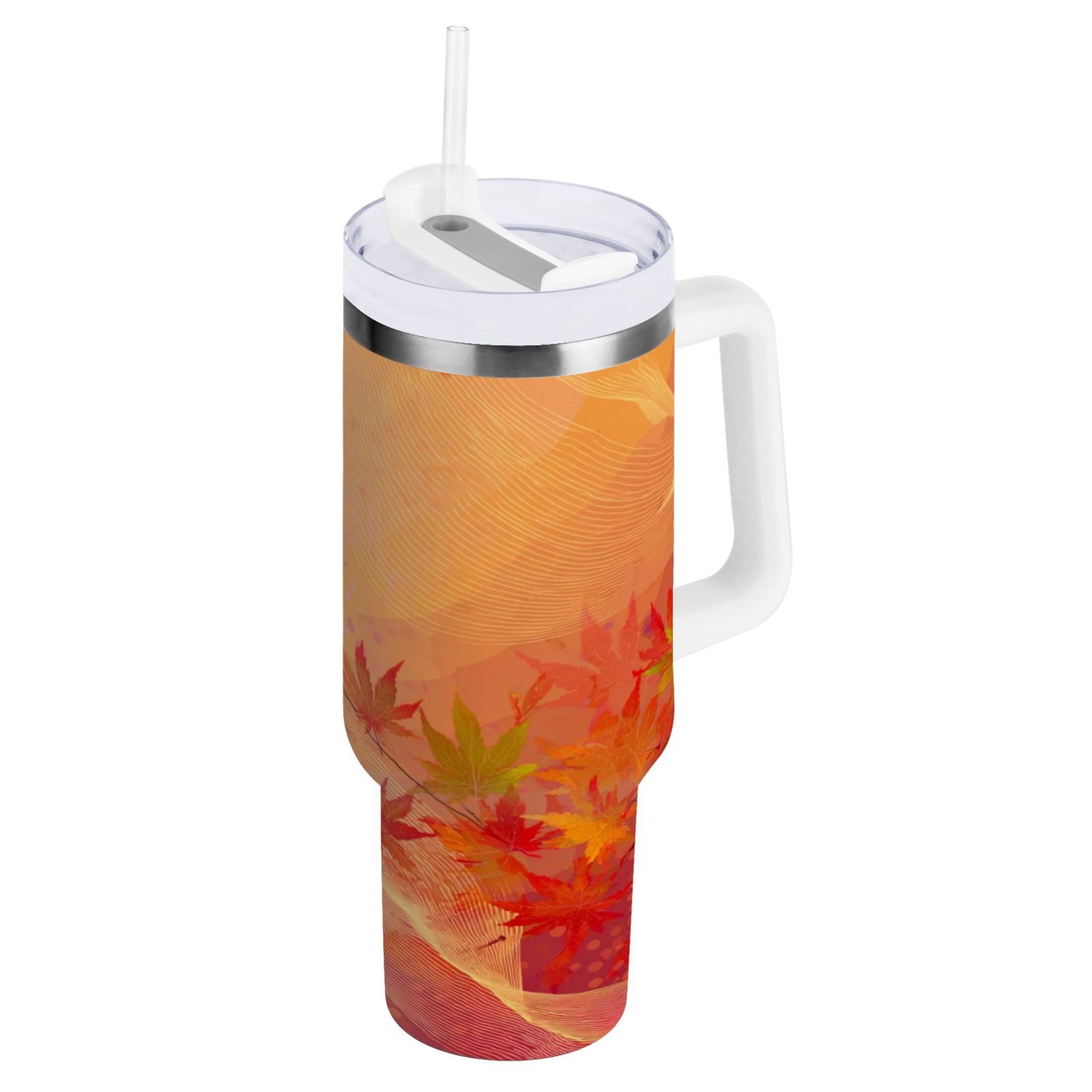 40 oz Insulated Stainless Steel Tumbler Double Wall Stainless Steel Tumbler with 2-Way Drinking Red Maple Leaves in Autumn