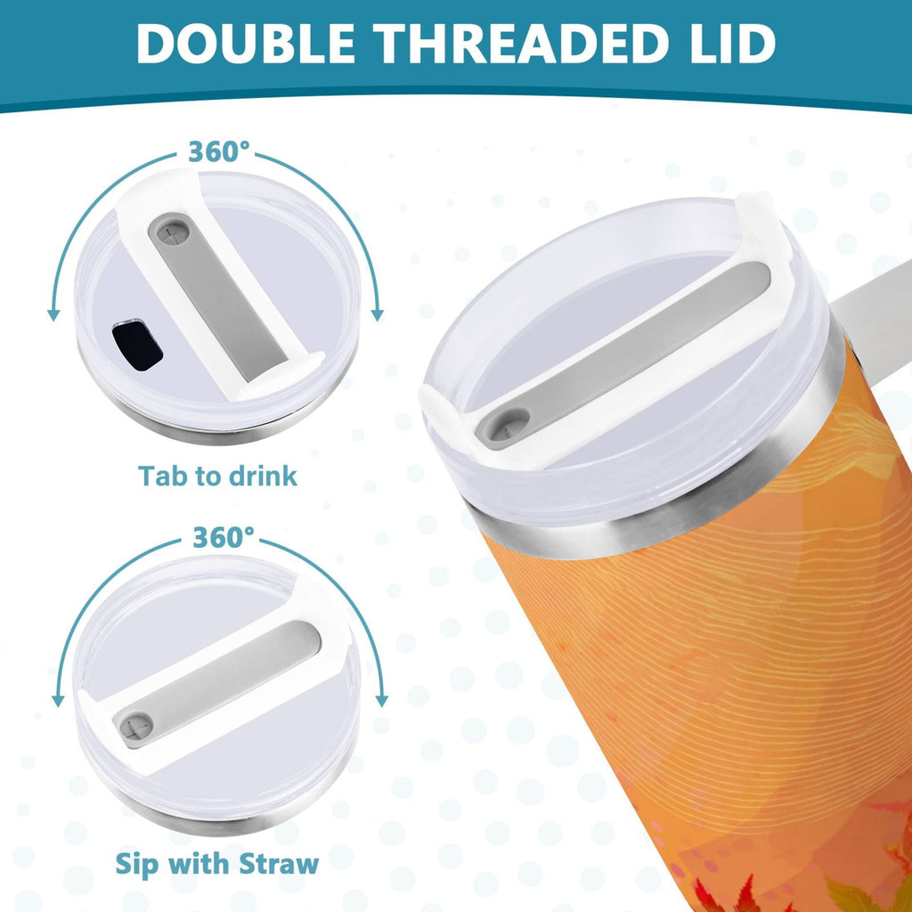 40 oz Insulated Stainless Steel Tumbler Double Wall Stainless Steel Tumbler with 2-Way Drinking Red Maple Leaves in Autumn