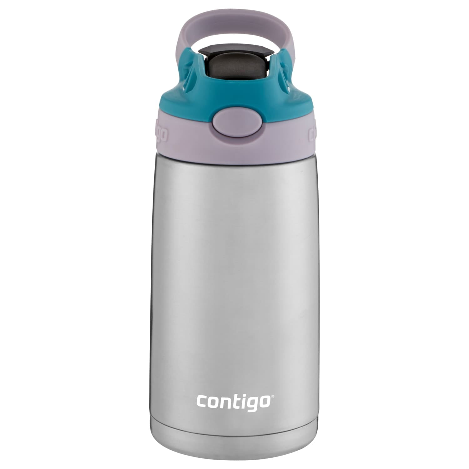 Contigo Kids Stainless Steel Water Bottle with Redesigned AUTOSPOUT Straw Lid Eggplant and Punch, 13 fl oz.