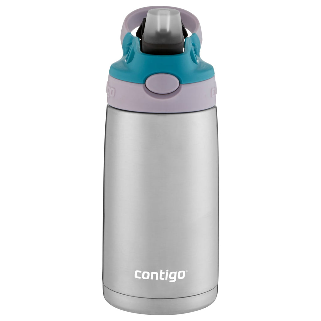Contigo Kids Stainless Steel Water Bottle with Redesigned AUTOSPOUT Straw Lid Eggplant and Punch, 13 fl oz.
