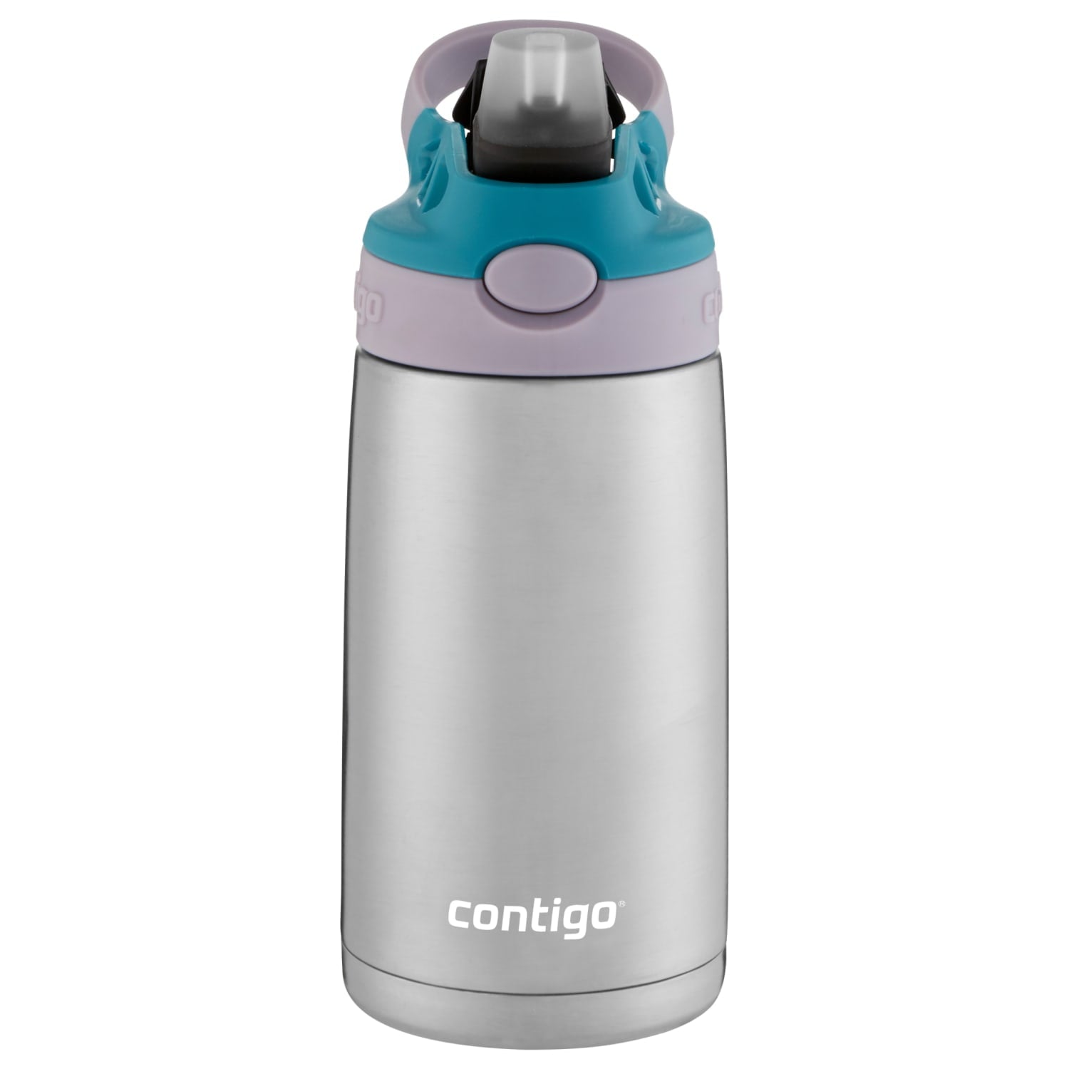 Contigo Kids Stainless Steel Water Bottle with Redesigned AUTOSPOUT Straw Lid Eggplant and Punch, 13 fl oz.